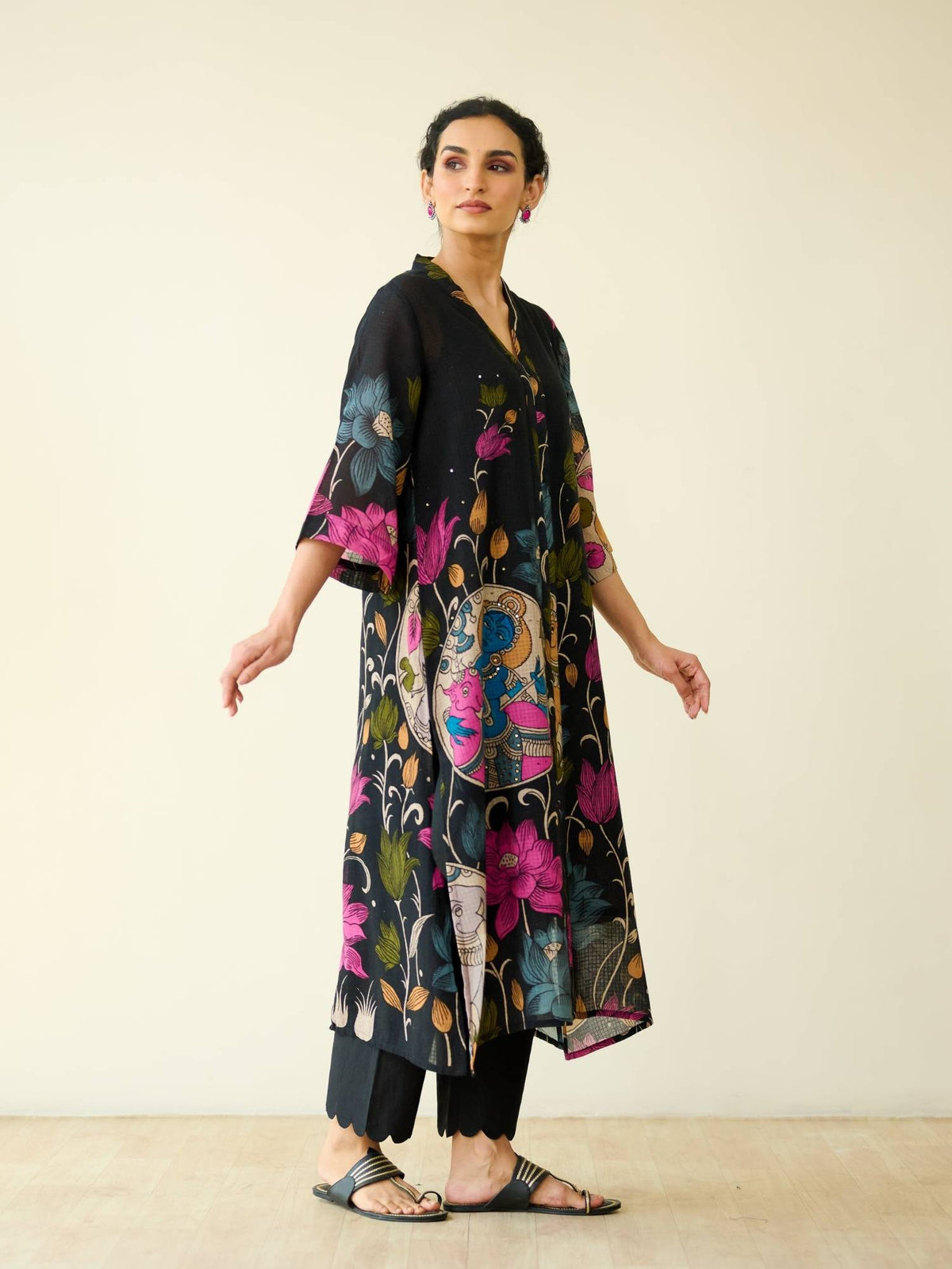 Black Embellished/Sequined Regular Kurta | U3S - view 8