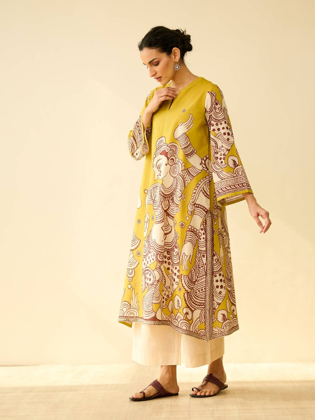 Yellow Embellished/Sequined Regular Kurta | FY93 - view 6