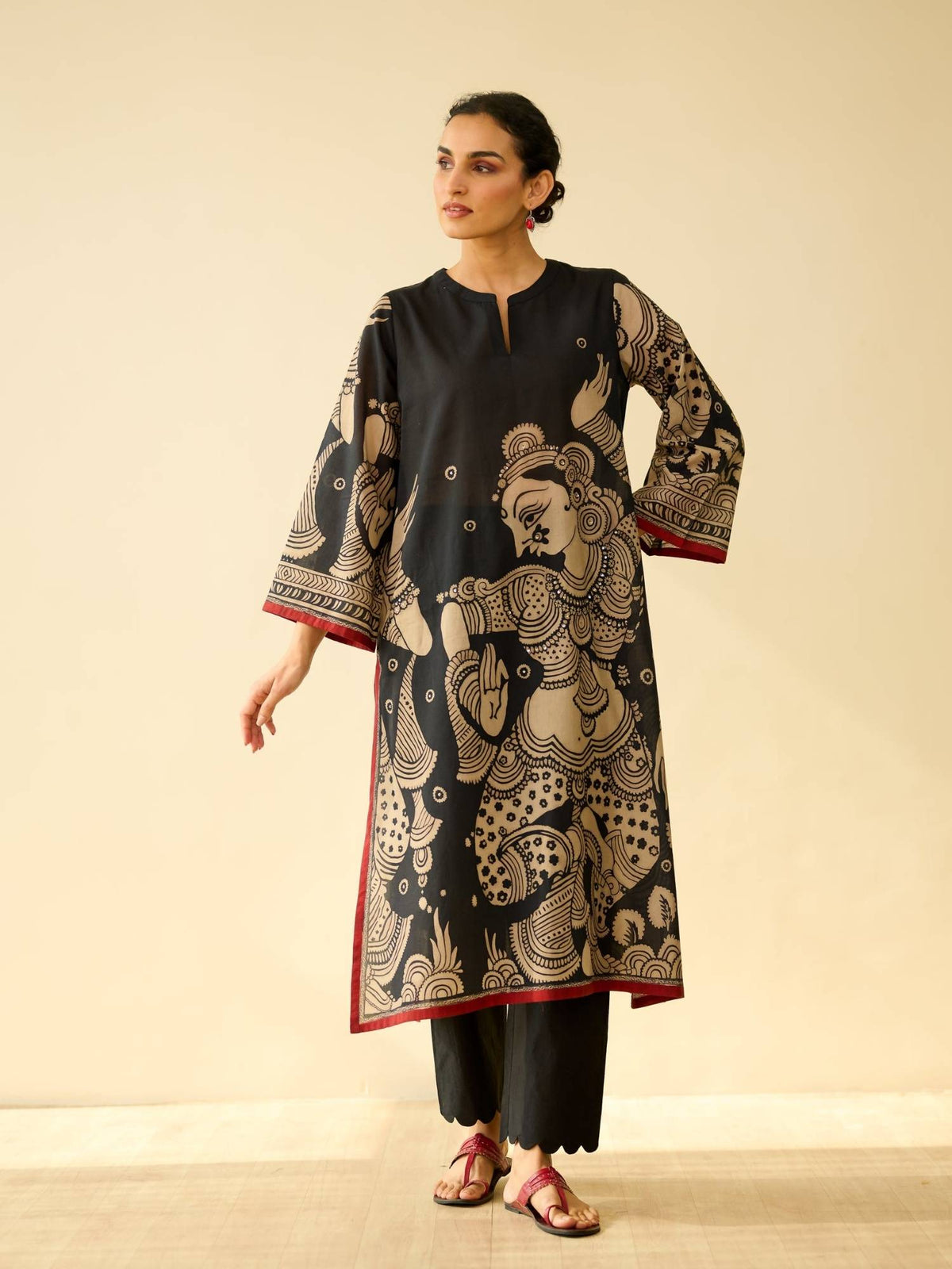 Black Embellished/Sequined Regular Kurta | KDG - view 4