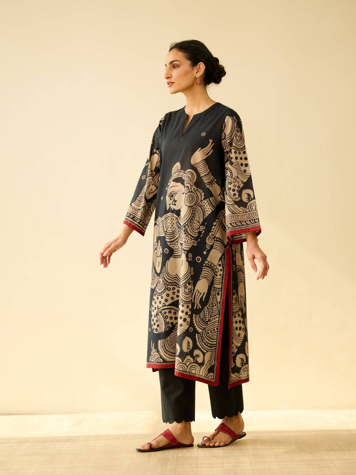 Black Embellished/Sequined Regular Kurta | KDG - view 5