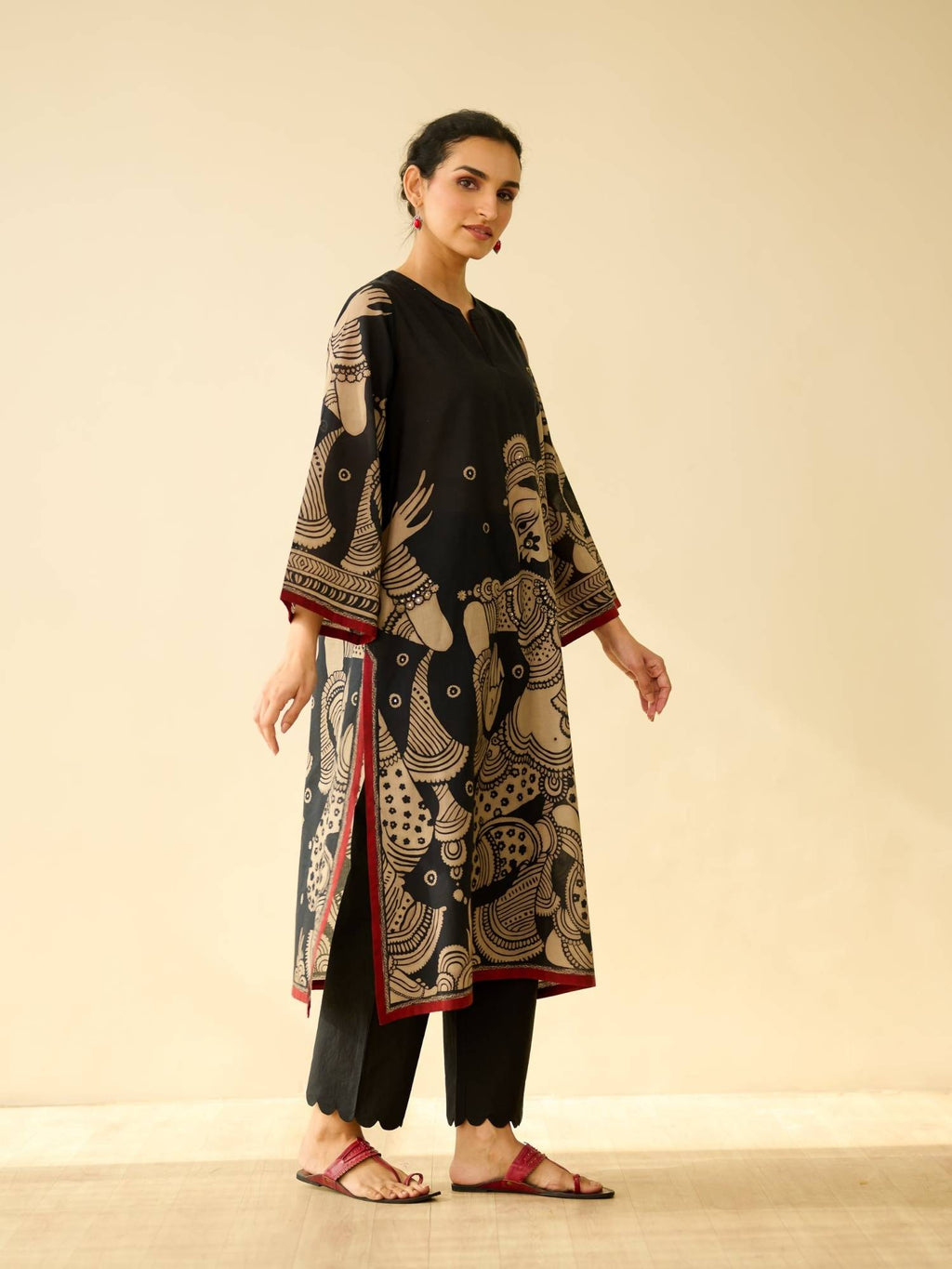 Black Embellished/Sequined Regular Kurta | KDG - view 6