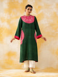 Green Embellished/Sequined Regular Kurta | KDG - view 1