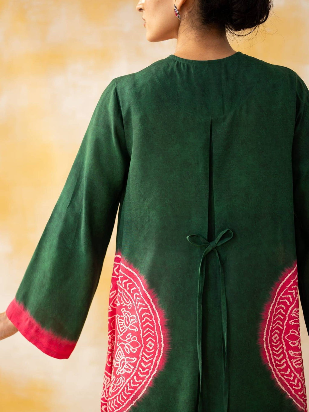 Green Embellished/Sequined Regular Kurta | KDG - view 7