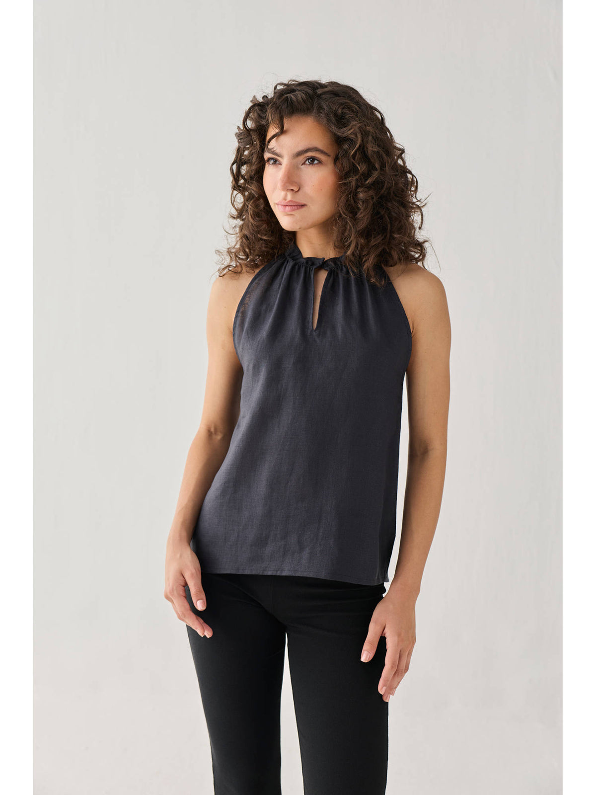Hemp Halter Neck Black Top | HT67 - view 1