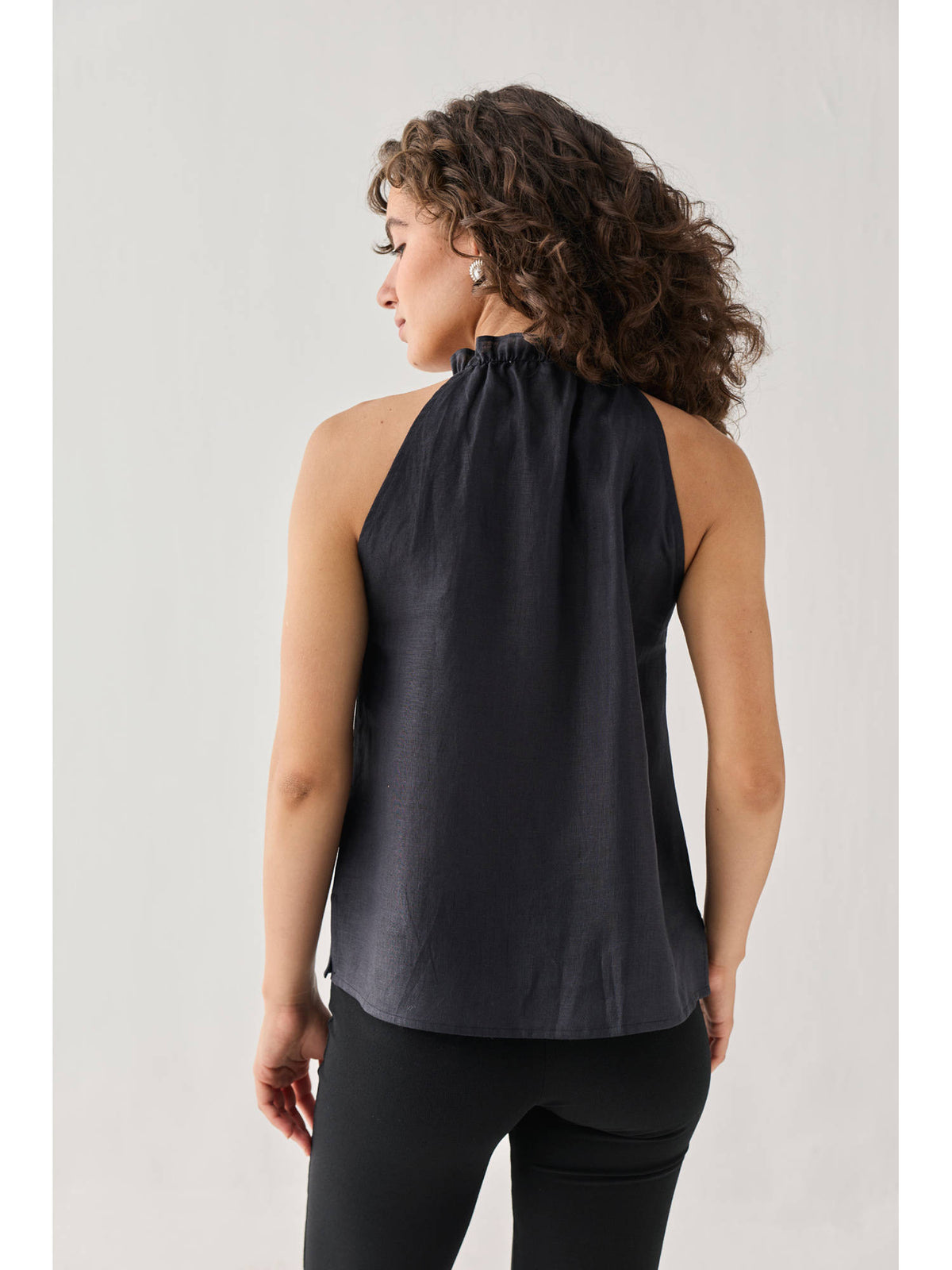 Hemp Halter Neck Black Top | HT67 - view 2