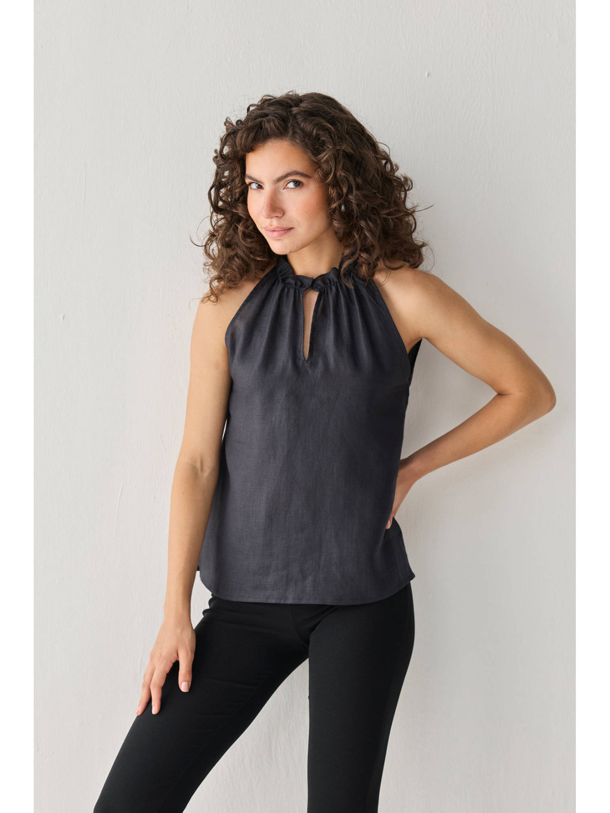 Hemp Halter Neck Black Top | HT67 - view 3