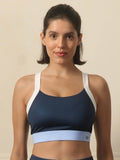 Navy Blue Full Coverage Non-Wired Seamless Padded Sports Bra | sb09 - view 1