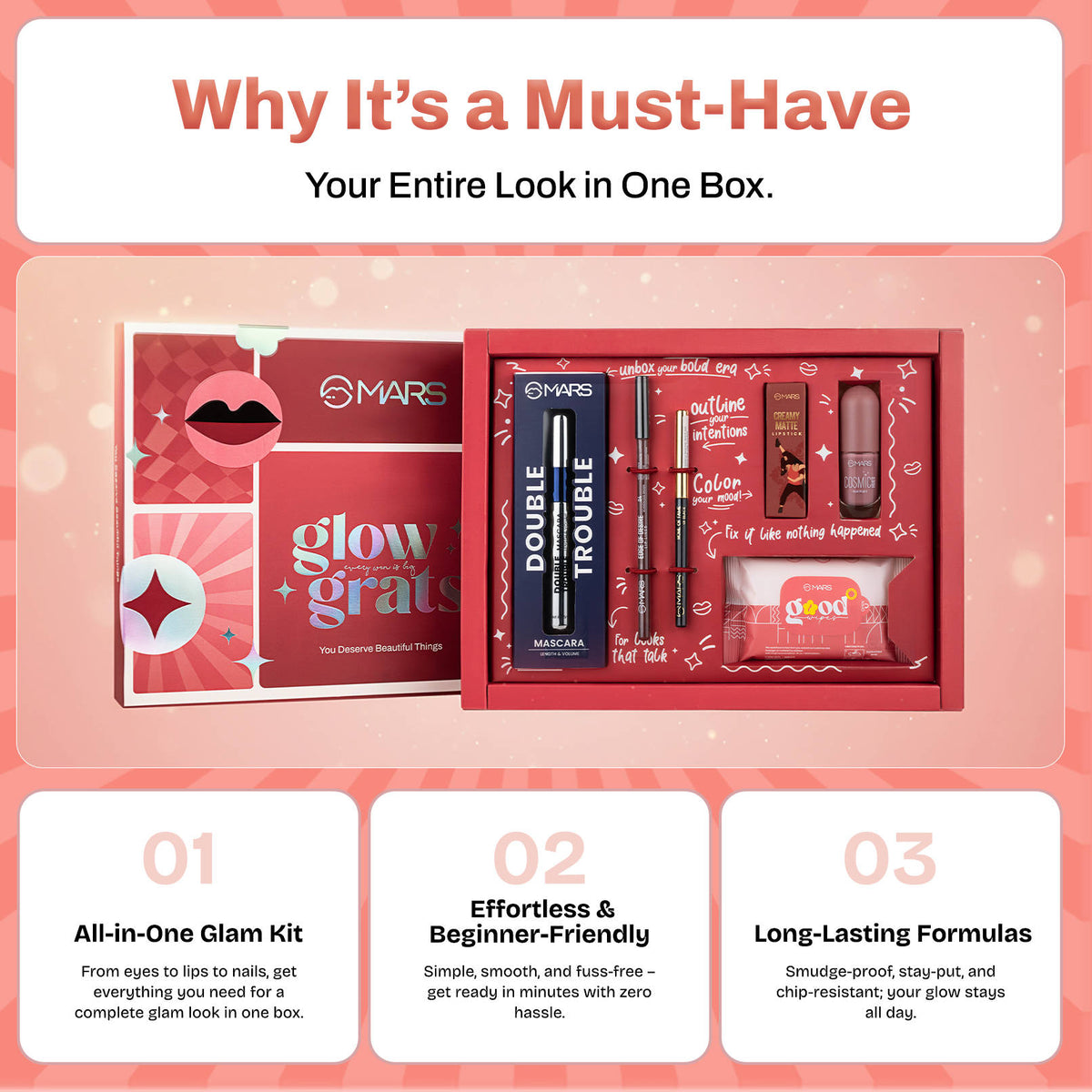 Glow Grats Makeup Gift Box - Free Refreshing Wipes | L12 - view 5