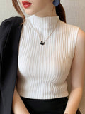 White Solid High Neck Tank Top | TT98 - view 1