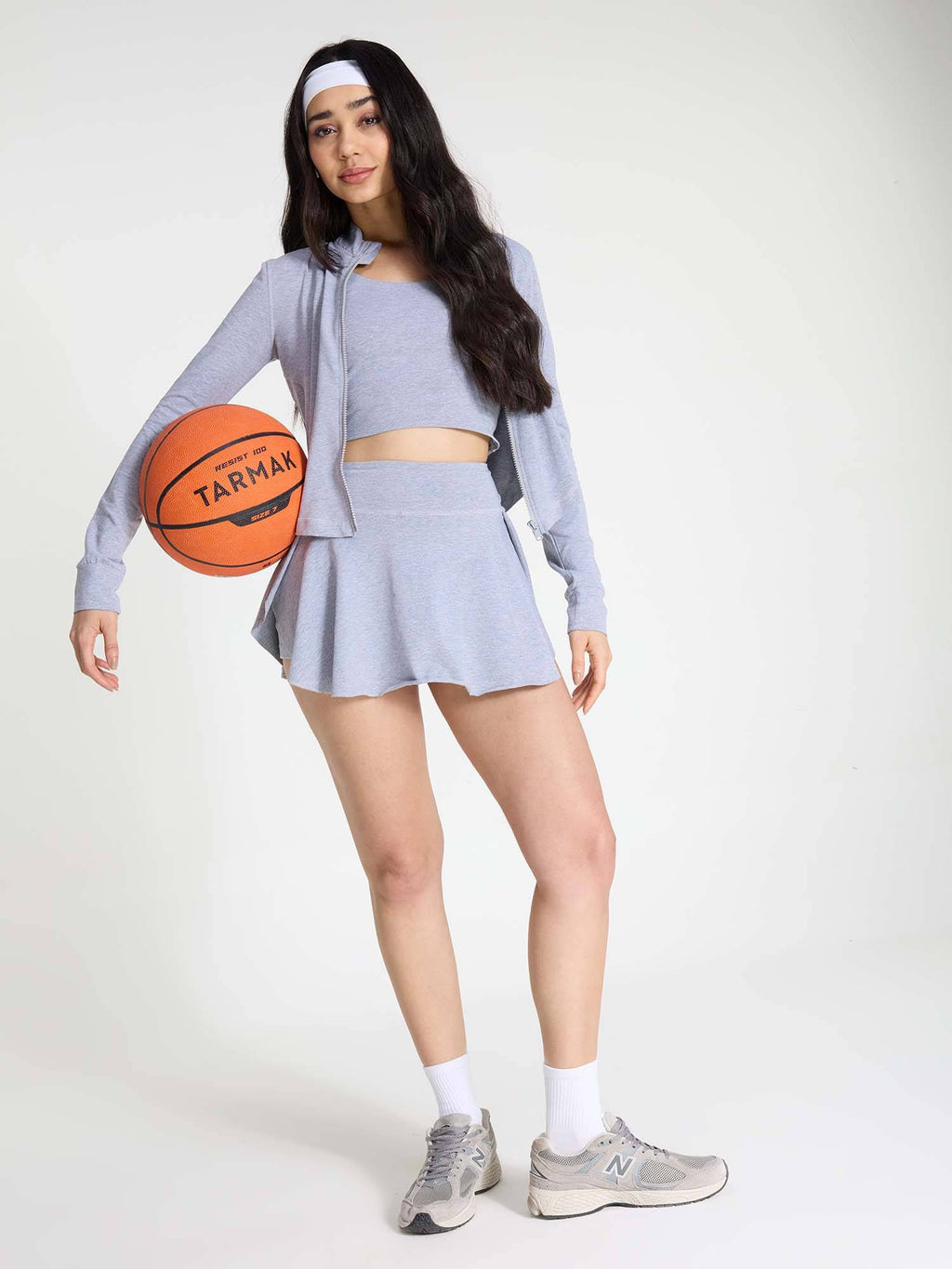 Grey Cotton High Waist Skort - view 2