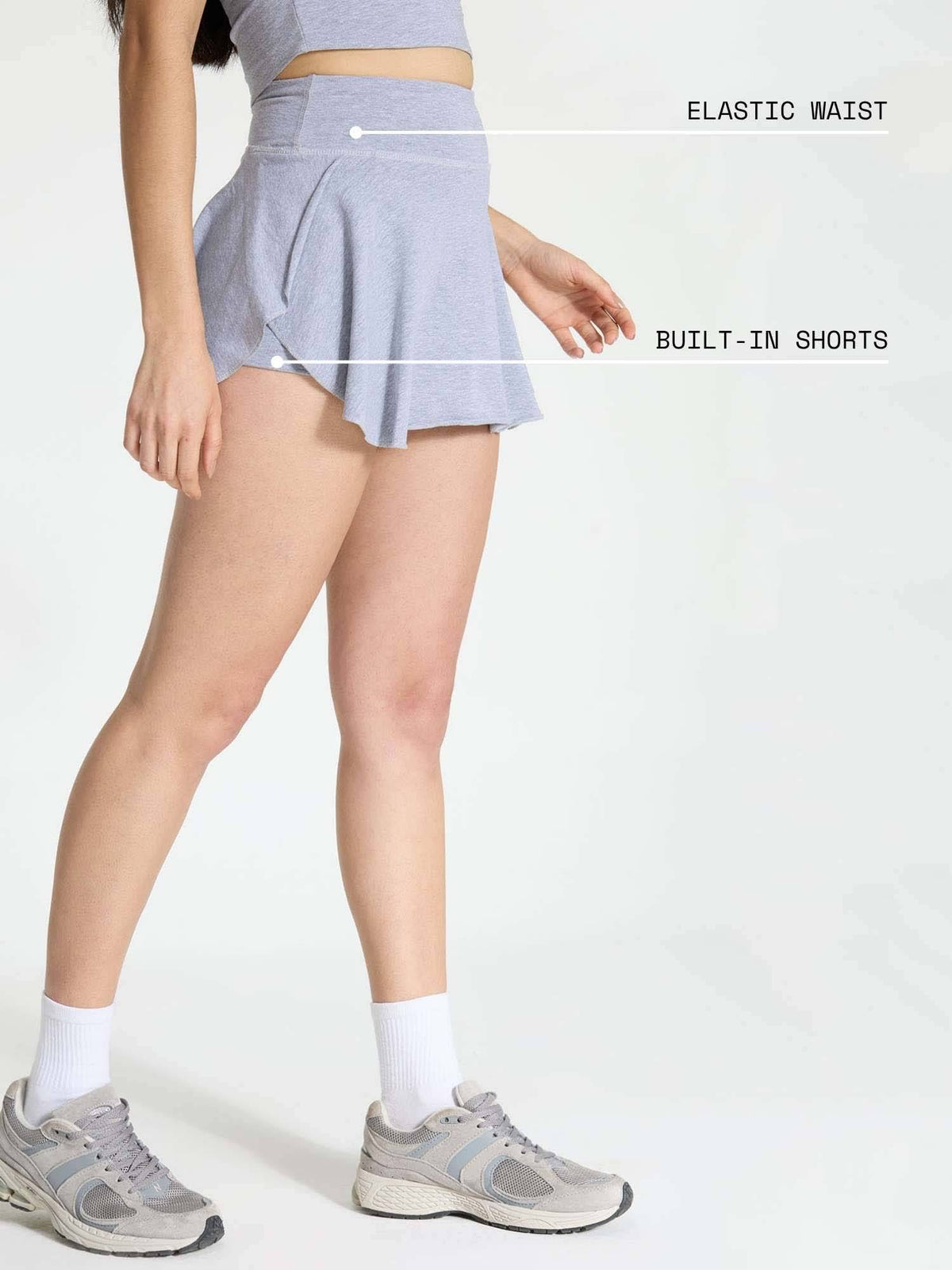 Grey Cotton High Waist Skort - view 3