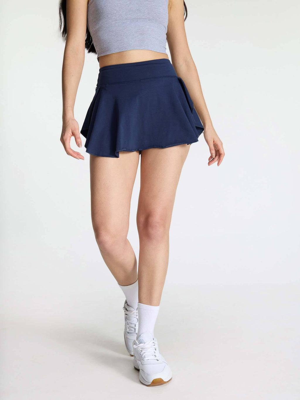 Grey Cotton High Waist Skort - view 11