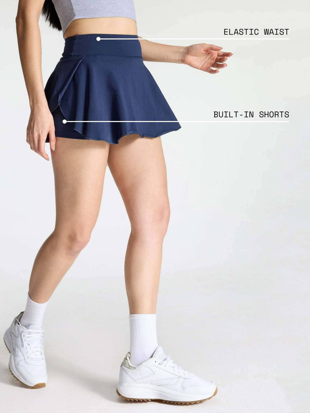 Grey Cotton High Waist Skort - view 13