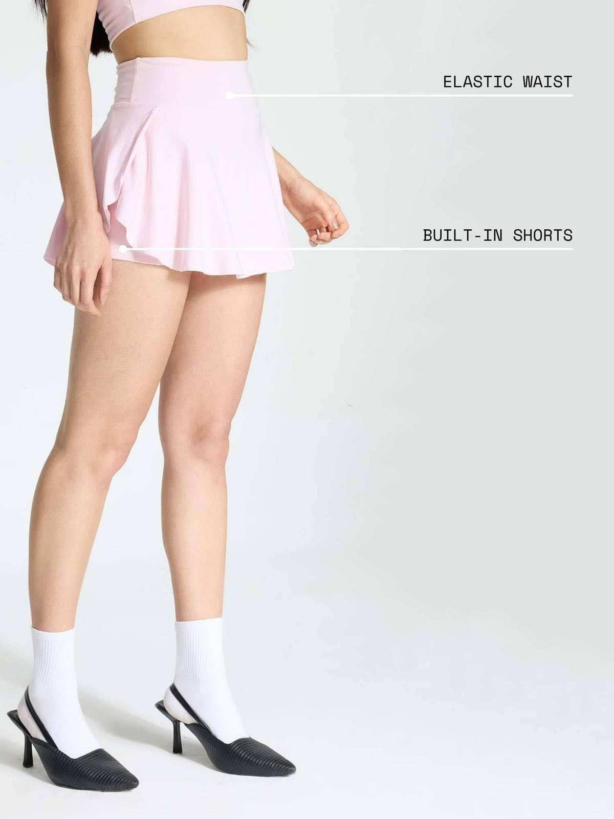 Grey Cotton High Waist Skort - view 8