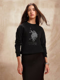 Women Black Cotton Printed Sweatshirt | HD56 - view 1
