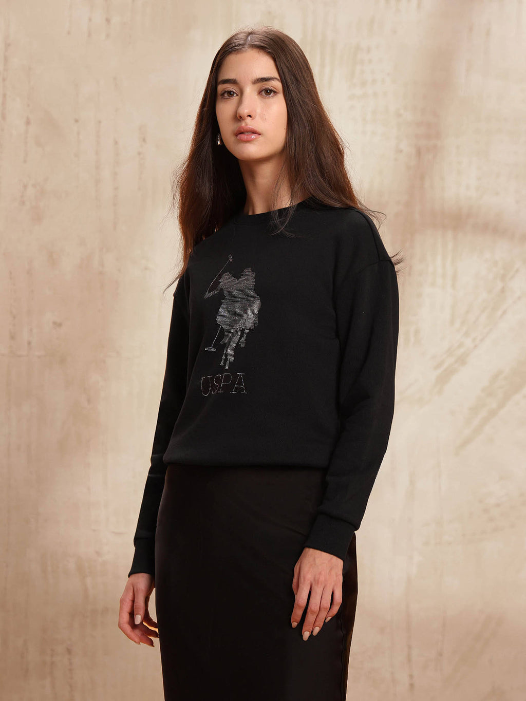 Women Black Cotton Printed Sweatshirt | HD56 - view 4