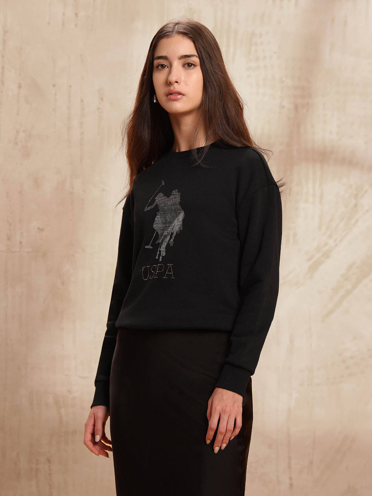 Women Black Cotton Printed Sweatshirt | HD56 - view 4