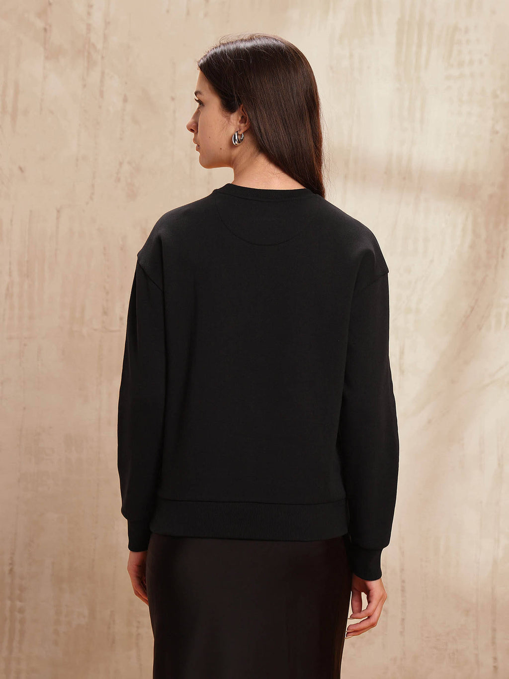 Women Black Cotton Printed Sweatshirt | HD56 - view 5
