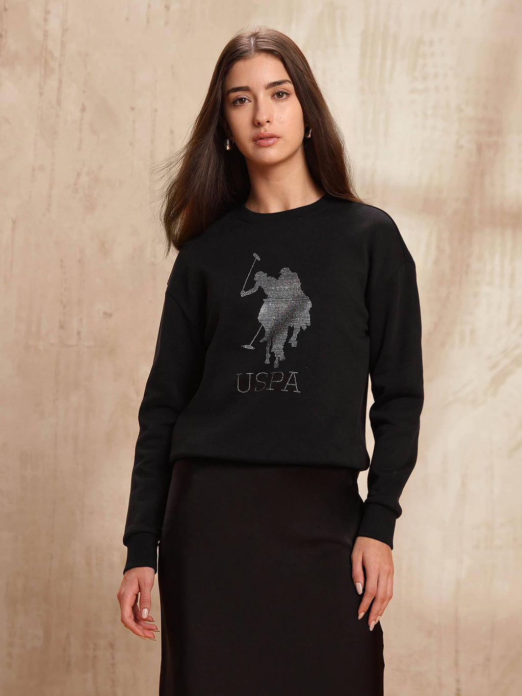 Women Black Cotton Printed Sweatshirt | HD56 - view 6
