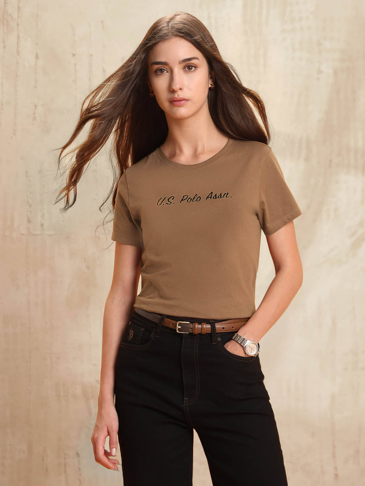 Black Solid Regular Fit T-Shirt | U89 - view 63