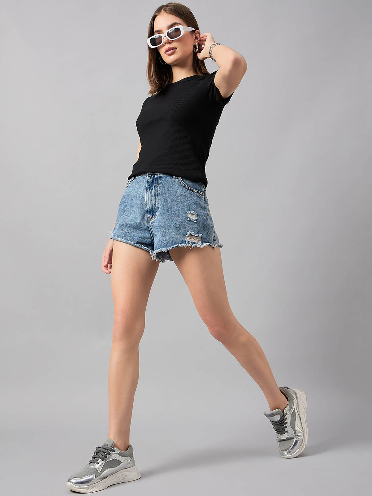 Women Cotton Black T-Shirt | TS56 - view 5