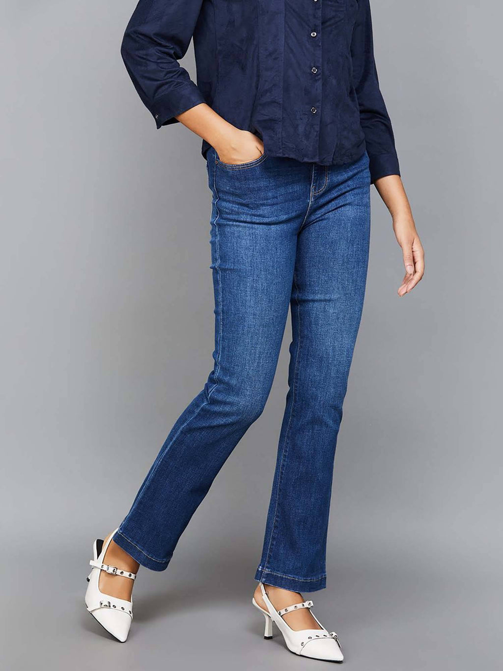 Blue Comfort Bootcut Stretchable Jeans | BT10 - view 1