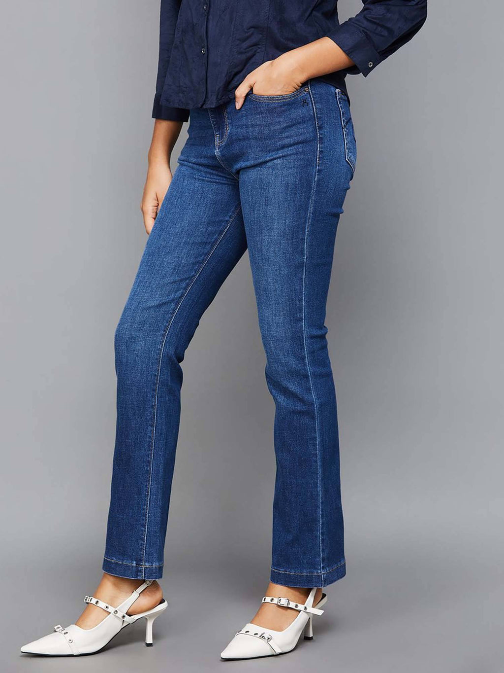 Blue Comfort Bootcut Stretchable Jeans | BT10 - view 3