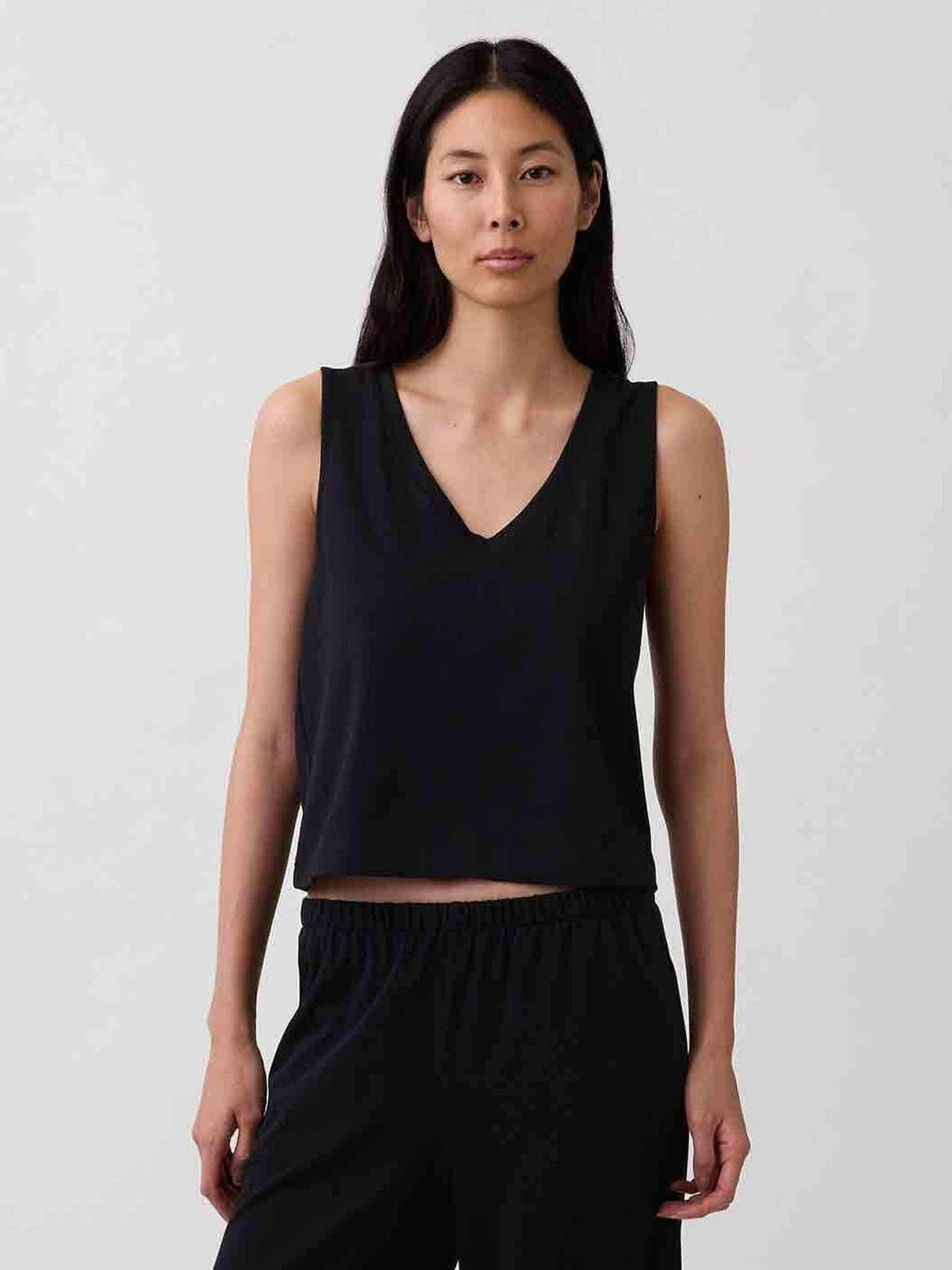 Black Women V-Neck Sleeveless Tank Top | TT98 - view 1