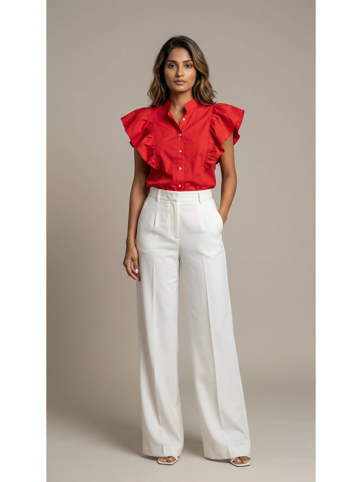 Red Hot Red Ruffled Shirt | S67 - view 1