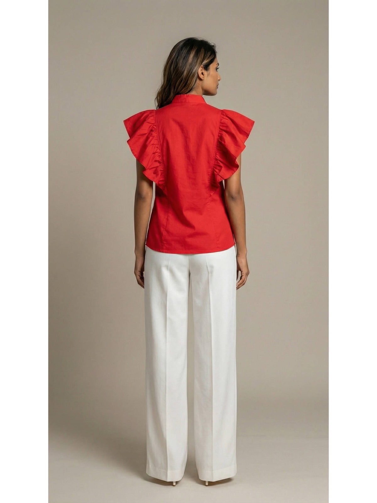 Red Hot Red Ruffled Shirt | S67 - view 2