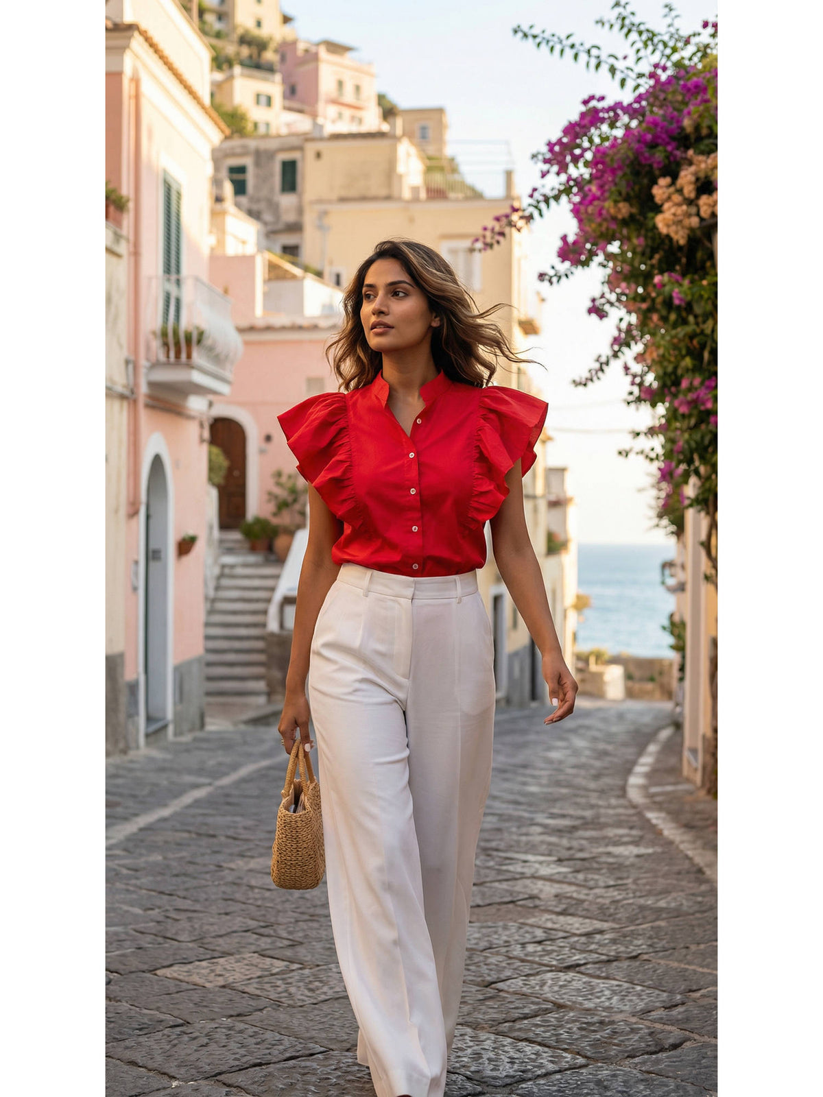Red Hot Red Ruffled Shirt | S67 - view 3