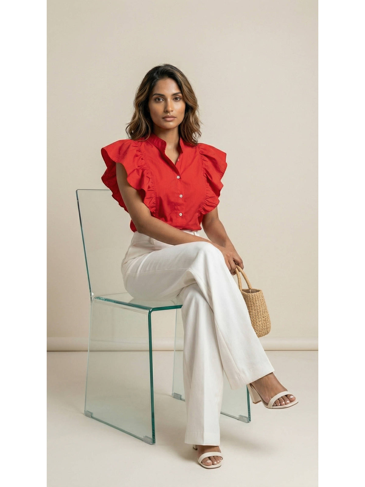Red Hot Red Ruffled Shirt | S67 - view 5