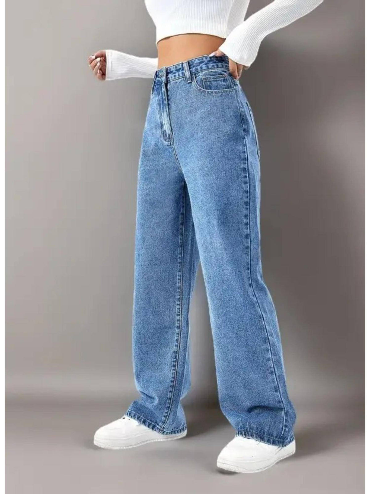 Streachable Women Ice Wideleg High Rise Jeans | WL90 - view 2