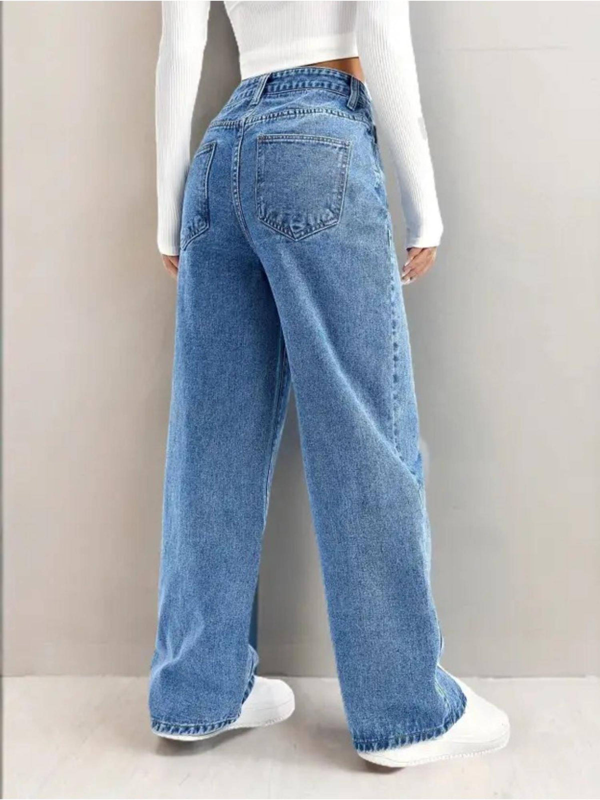 Streachable Women Ice Wideleg High Rise Jeans | WL90 - view 3