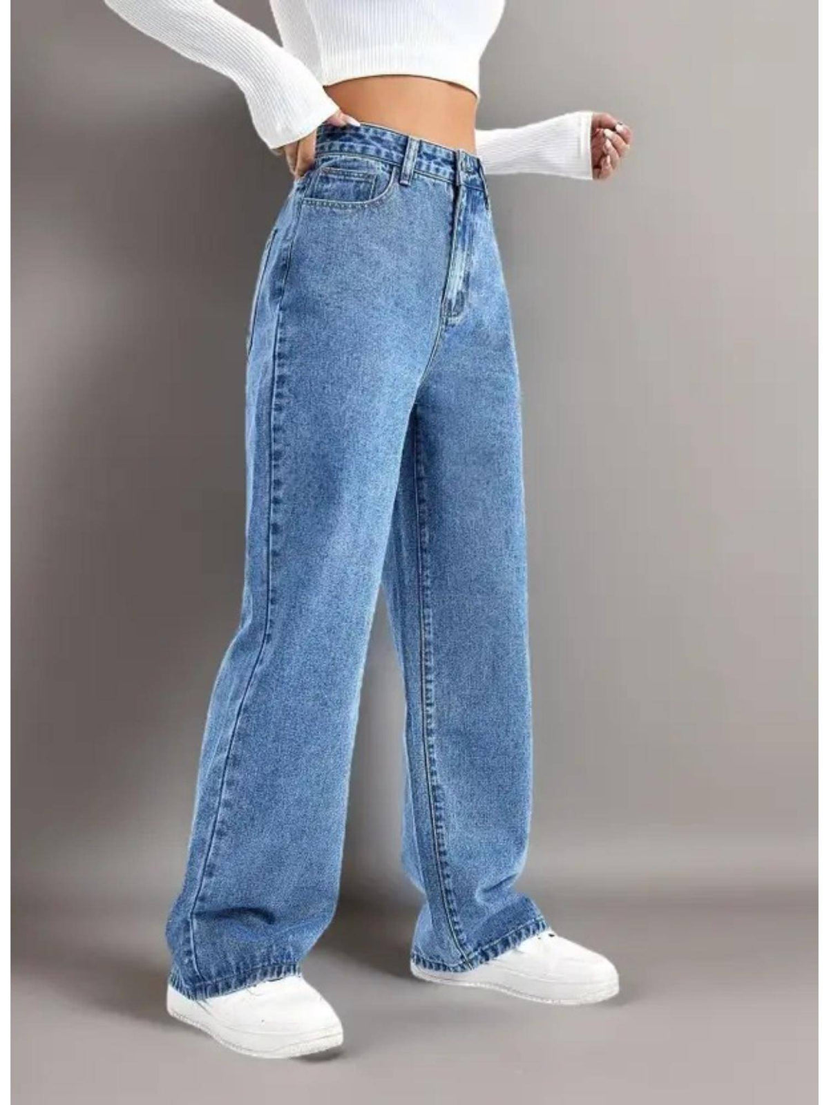 Streachable Women Ice Wideleg High Rise Jeans | WL90 - view 4