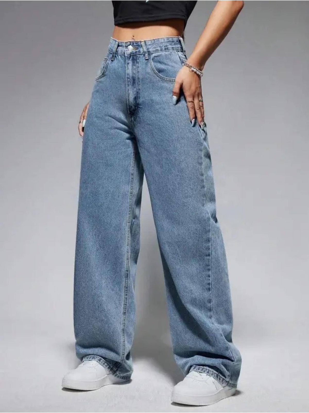 Ice Wideleg Streachable High Rise Women Jeans | WL90 - view 1