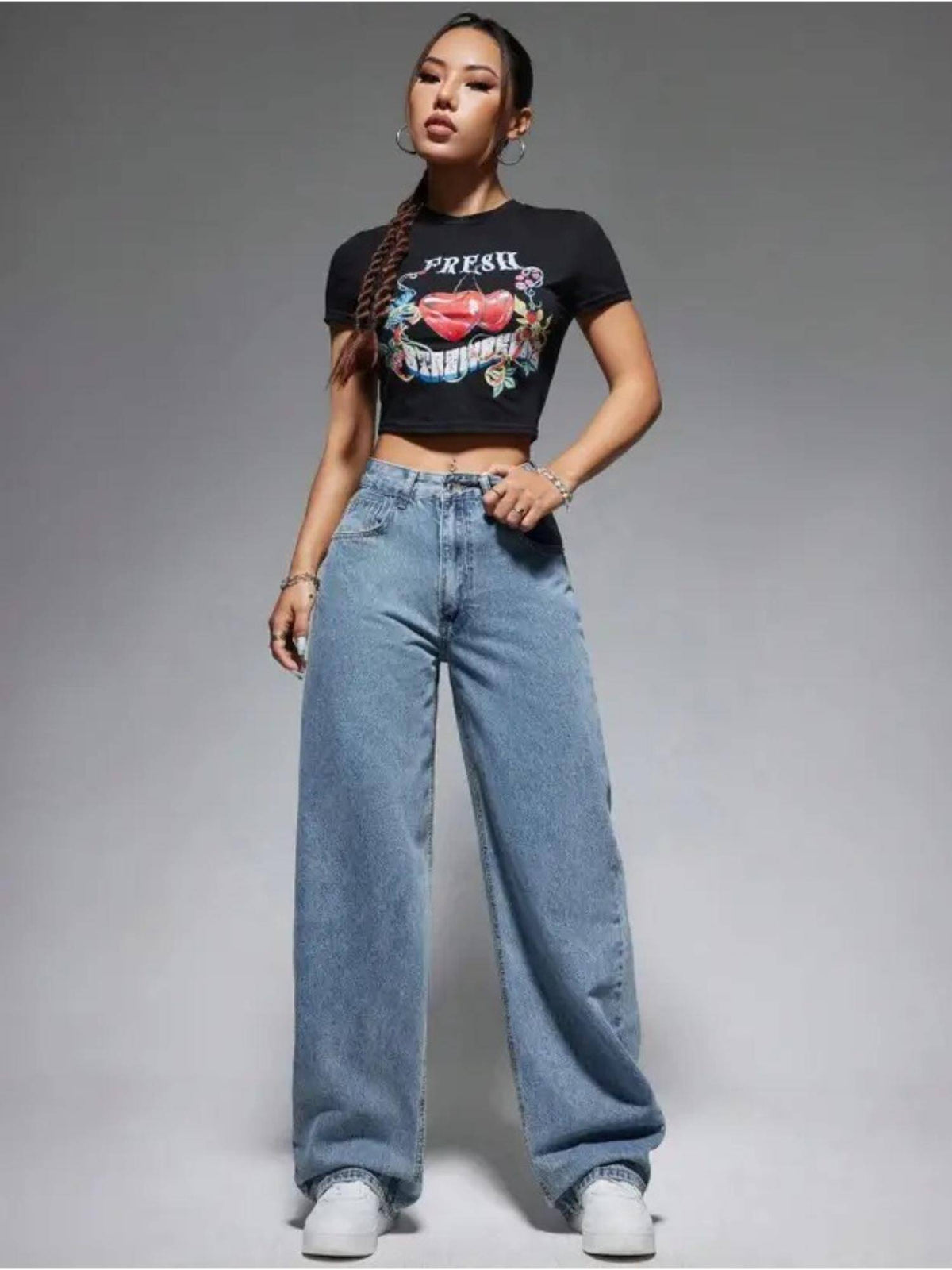 Ice Wideleg Streachable High Rise Women Jeans | WL90 - view 3