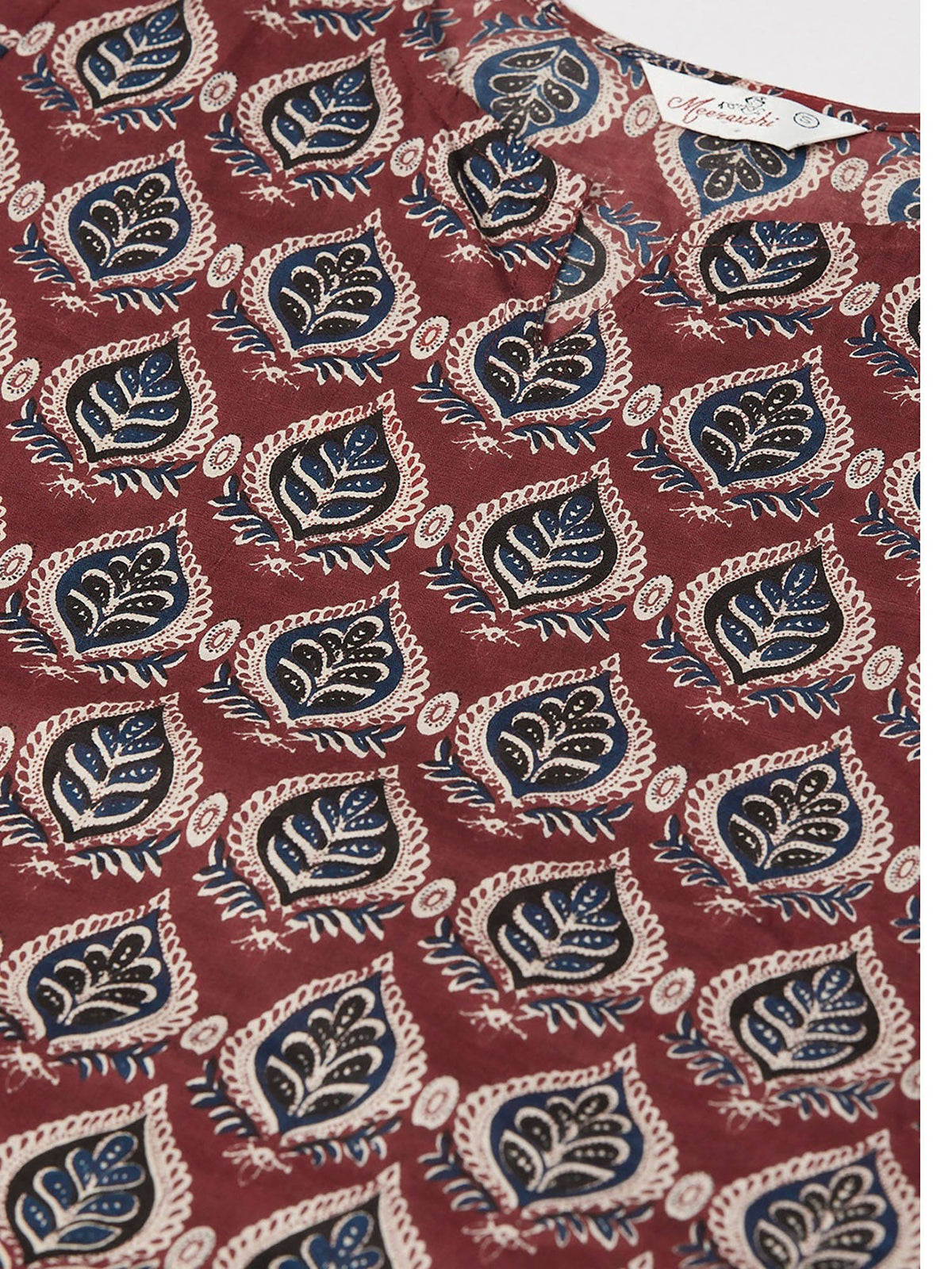 Maroon and Navy Blue Printed Straight Kurta | KDG - view 3