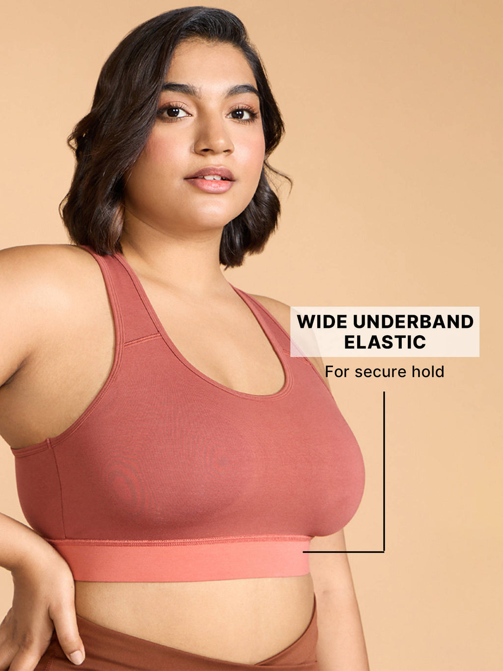 Cotton Slip-On Sports Bra with Removable Pads KIC104 -Navy | sb09 - view 19