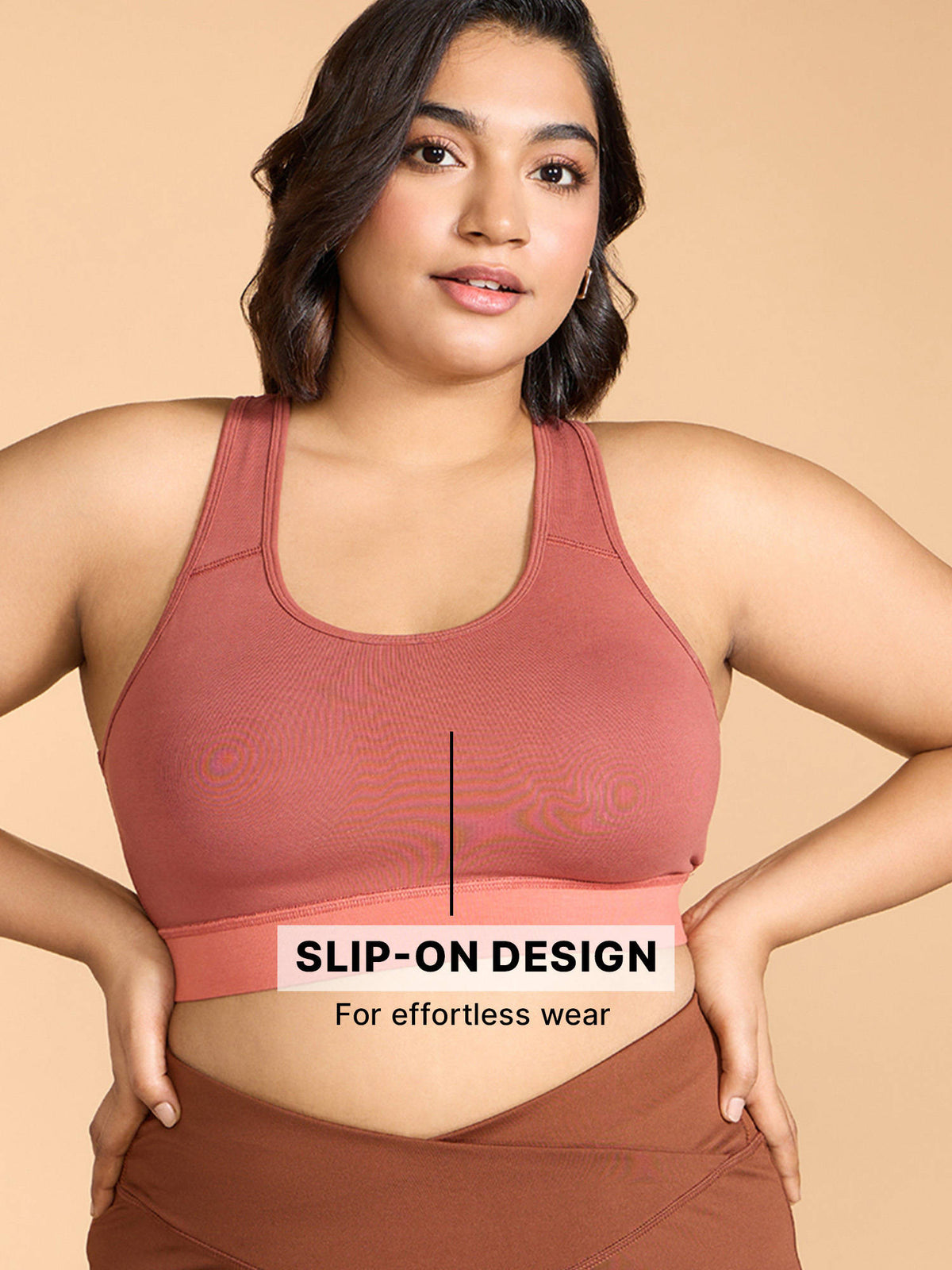Cotton Slip-On Sports Bra with Removable Pads KIC104 -Navy | sb09 - view 22