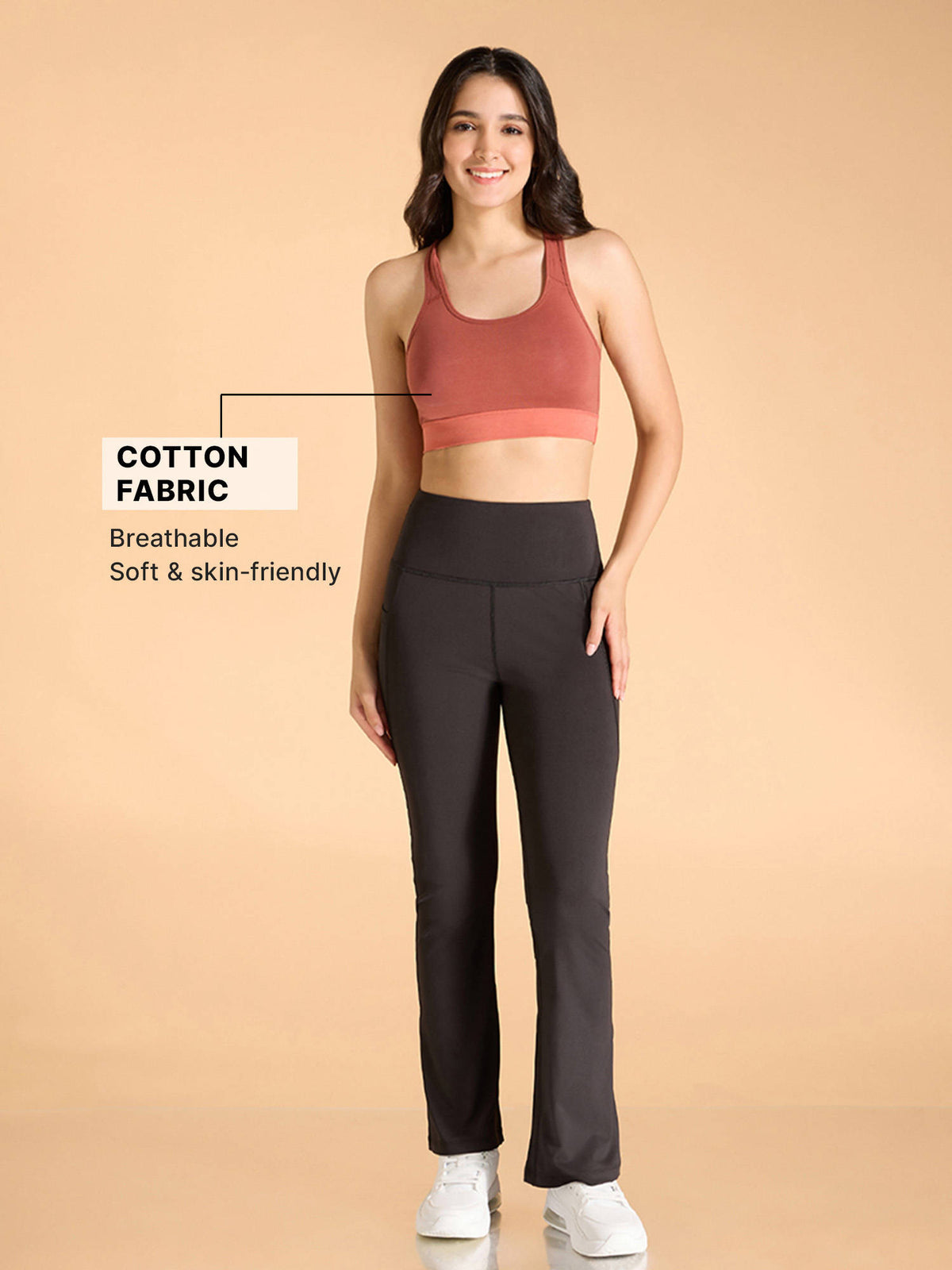 Cotton Slip-On Sports Bra with Removable Pads KIC104 -Navy | sb09 - view 23