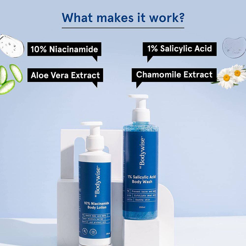 1% Salicylic Acid Body Wash + 10% Niacinamide Body Lotion - Improves Skin Texture | BWS9 - view 4