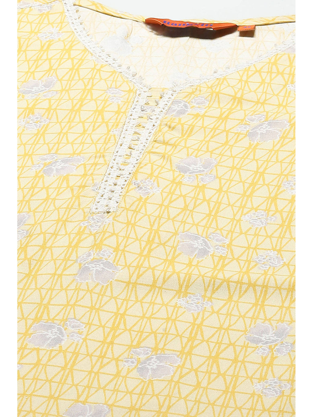 Yellow Rayon Floral Straight Kurta | KDG - view 6