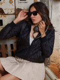 Women Onyx Black Rhombus-Quilted Puffer Jacket | JC78 - view 1