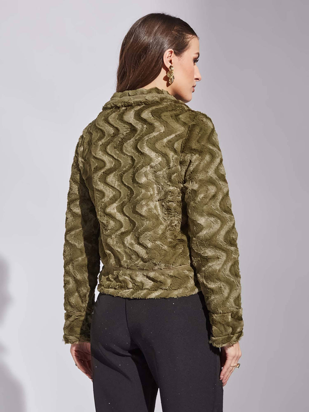 Women Olive Casual Solid Jacket | JC78 - view 3