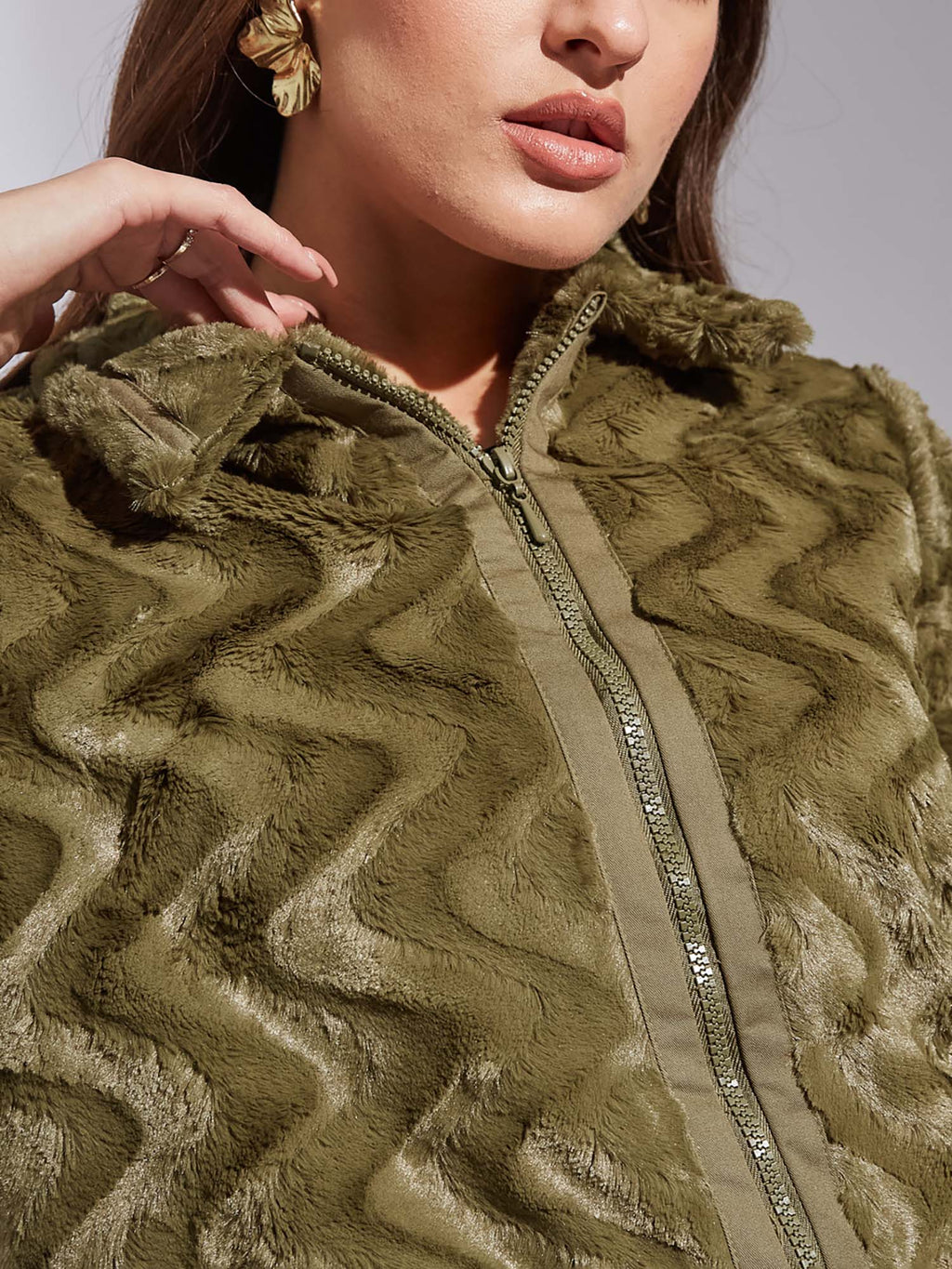 Women Olive Casual Solid Jacket | JC78 - view 4
