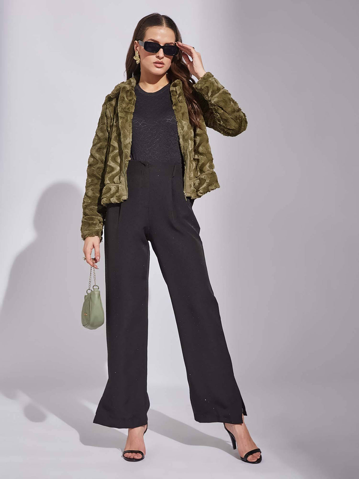 Women Olive Casual Solid Jacket | JC78 - view 5