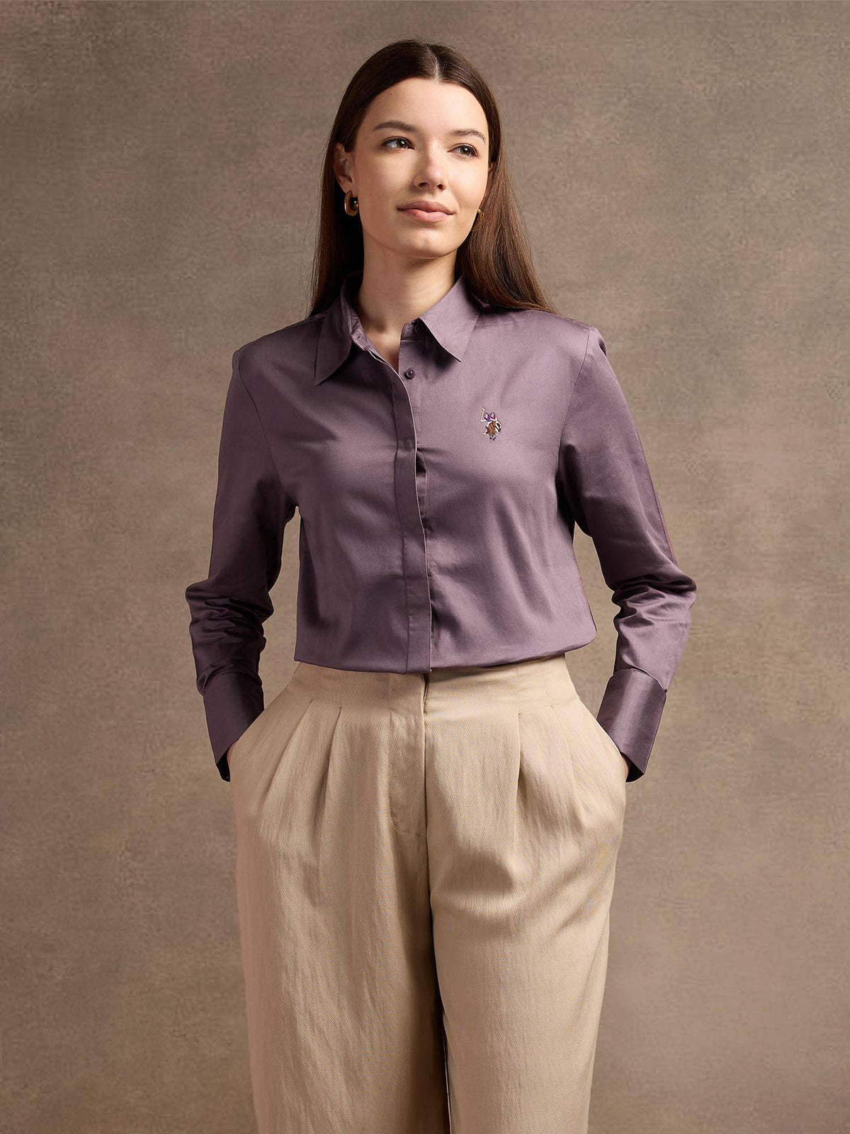 Green Satin Regular Fit Shirt | S67 - view 45