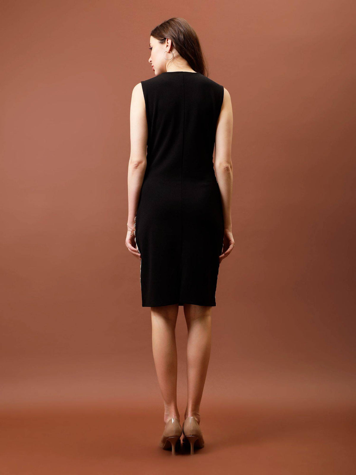 Black Immutable Scuba Formal Sheath Dress | D56 - view 2