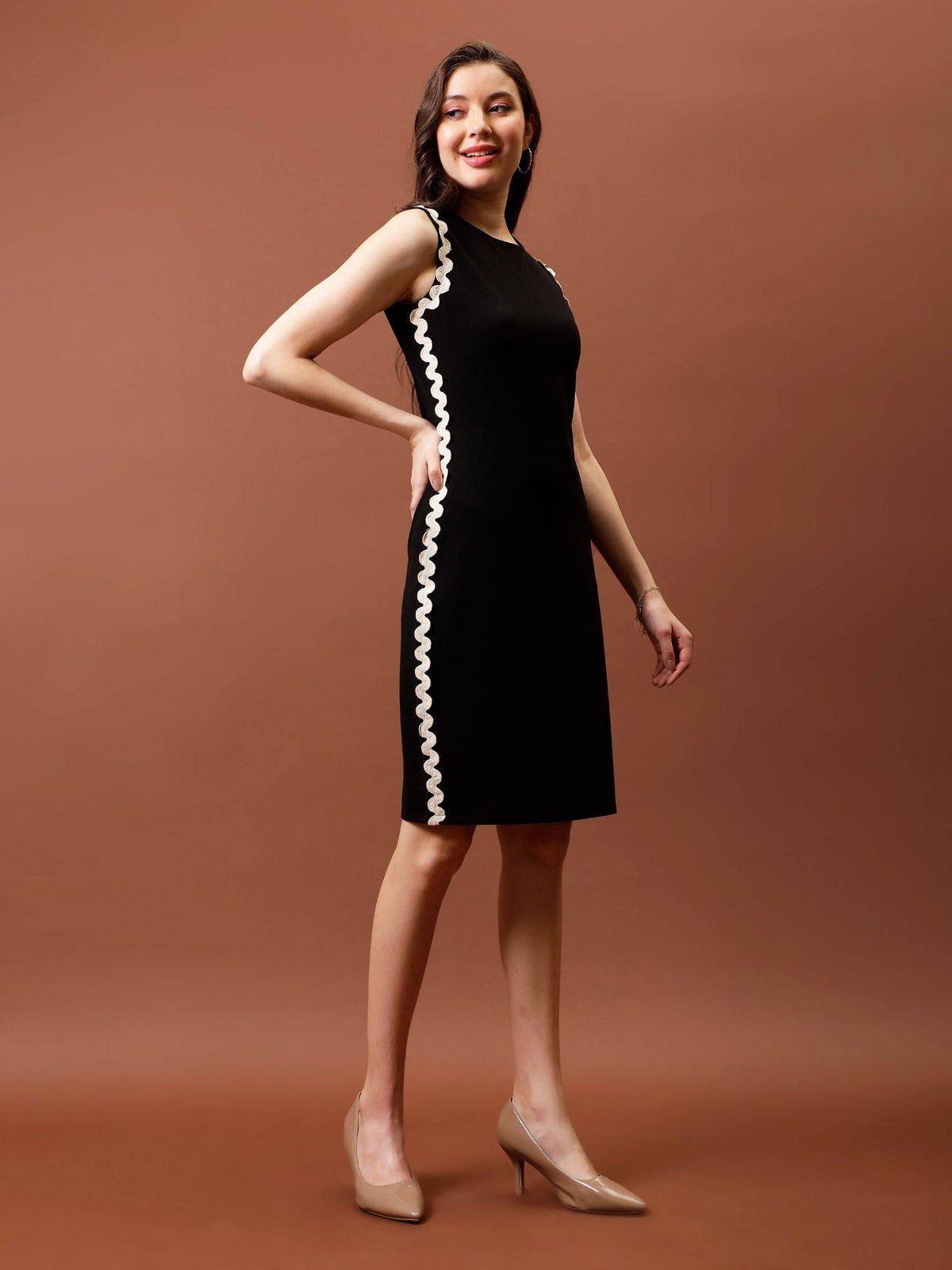 Black Immutable Scuba Formal Sheath Dress | D56 - view 4